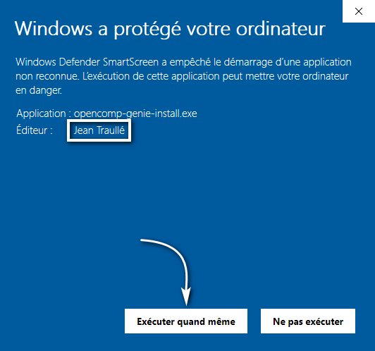 Cliquez sur &quot;Exécuter quand même&quot;